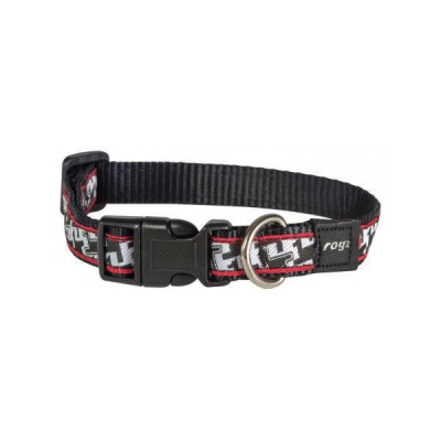 Rogz Scooter Hound Dog Black Dog Collar Size Medium (26-40cm) RRP 5.99 CLEARANCE XL 3.99